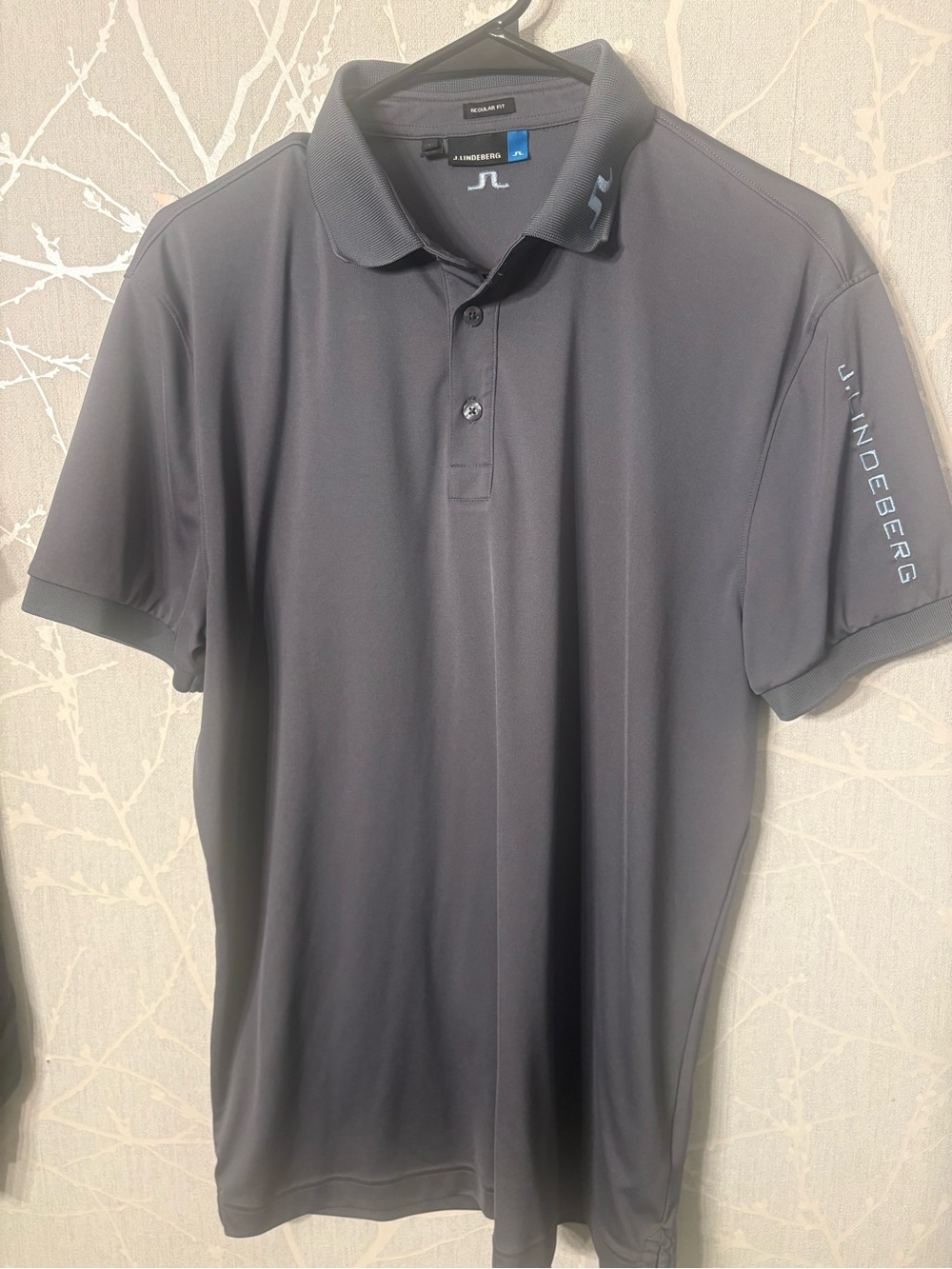 J.Lindeberg Men's Charcoal Gray Performance Polo